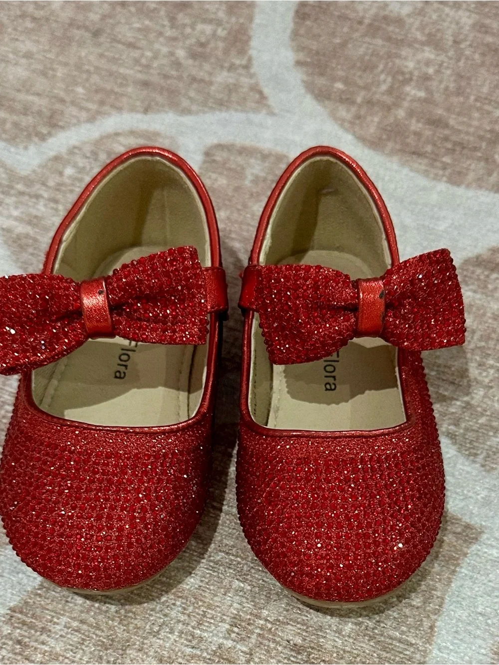 Felix & Flora Kids' Sparkle Red Bow Mary Jane Shoes